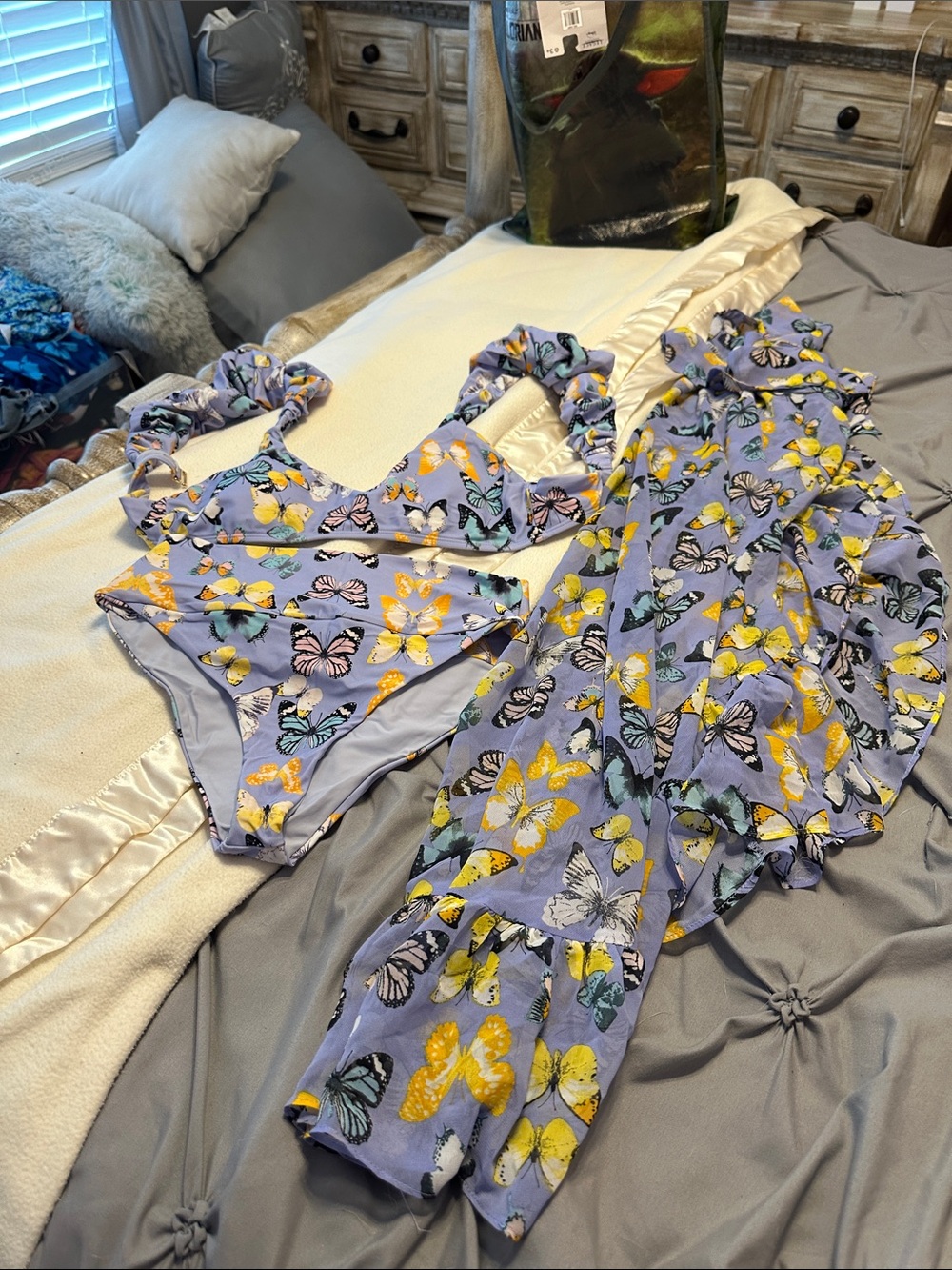 Buddy Love Lavender Butterfly Bikini Set with Yellow Accents